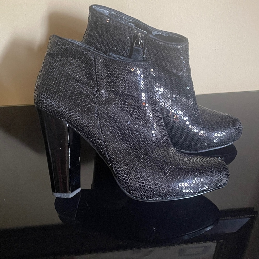 Nine West Black Sequin Ankle Boots